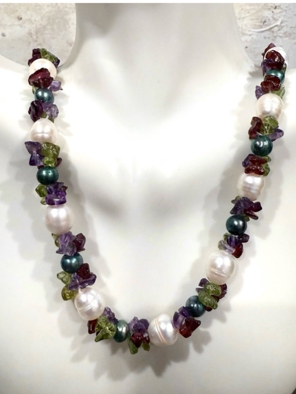 Statement Baroque Freshwater Pearl With Tumbled Amethyst Sterling Silver Clasp